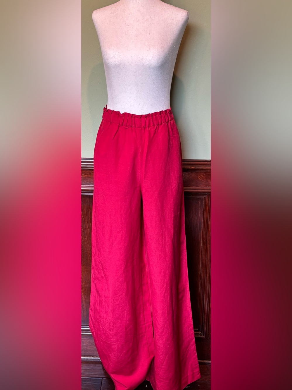Ann Taylor Elastic Waist Wide-Leg Pants - Raspberry Pink